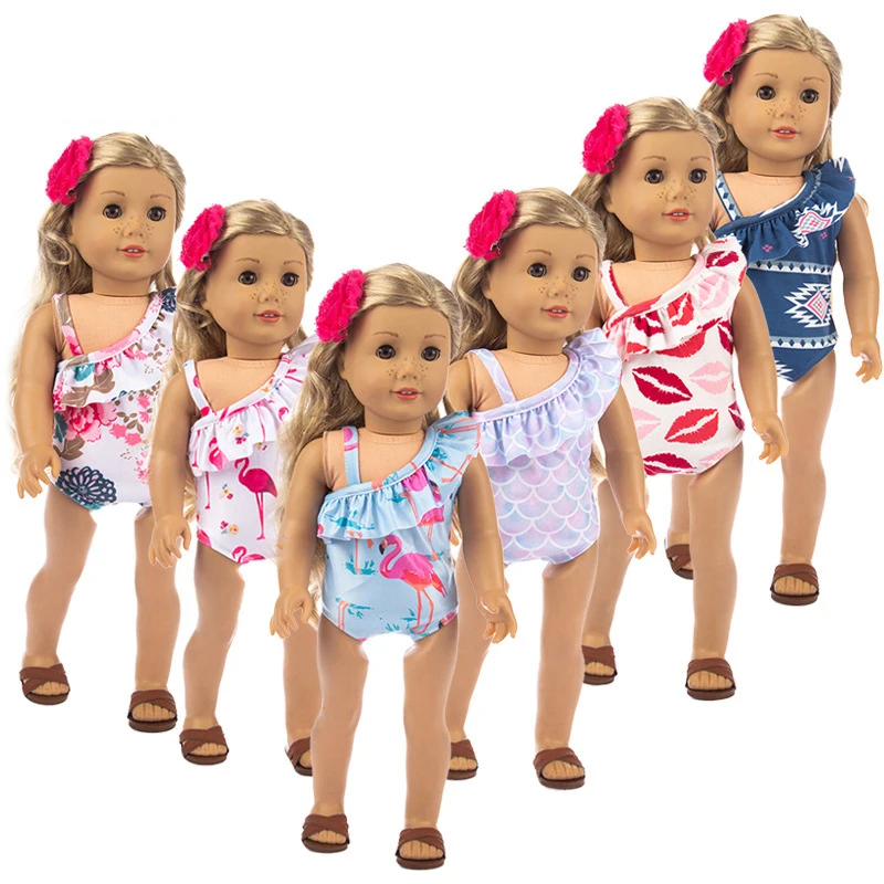 Doll Clothes Swimsuit Set For 18Inch&45Cm Cute American Doll Girl Baby Born Accessories Doll Reborn Baby Doll Clothes Girl Gift