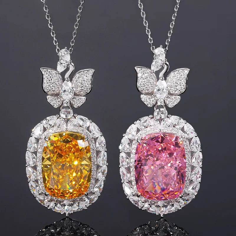 

18-каратное золото, инкрустированная платиной PT950, высокоуглеродистый бриллиант, бабочка, толстая квадратная подвеска, роскошная инкрустация 15*20