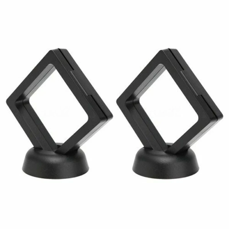 2pcs Coin Frame 90*90mm Decoration Plastic 3D Floating Display Holder Box Case Stand Square Collection Jewelry