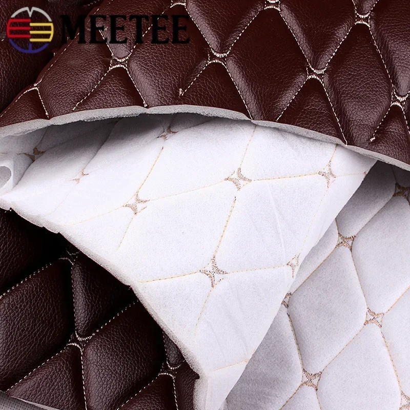 45*160cm Meetee Embroidered PVC Faux Leather Fabric for Car Floor Mat Seat Cushion DIY Background Wall Soft Decoration Material