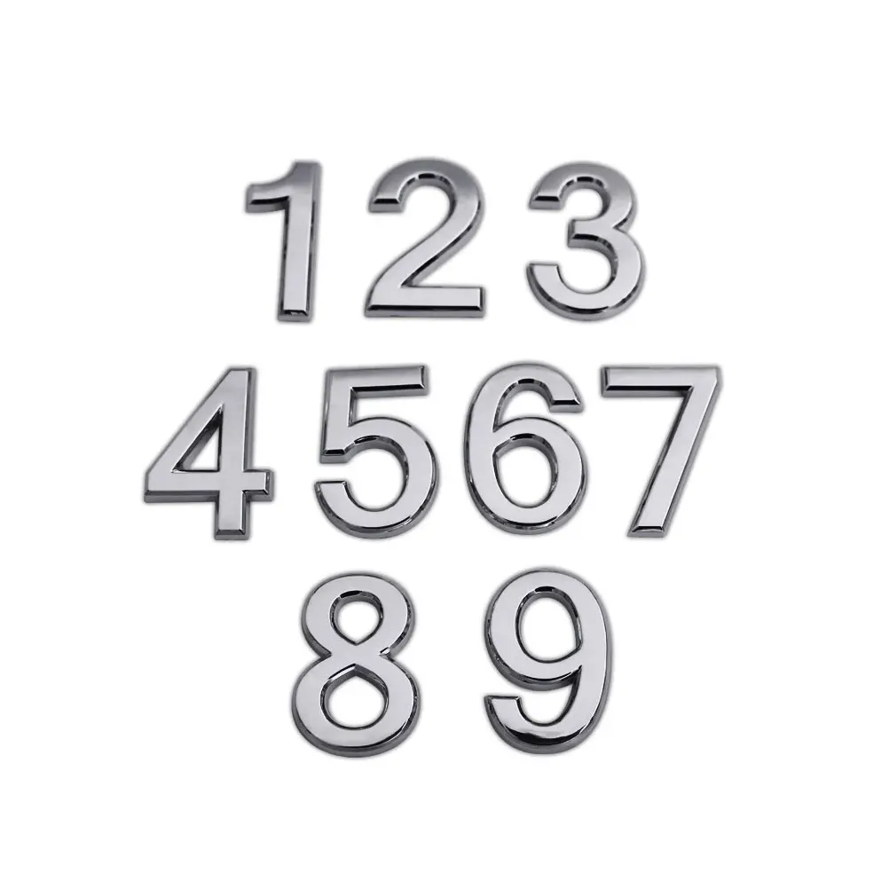 

0 9 Number Stickers Self Adhesive Decorative Marker Silver Sticky Plastic Plating Process Ideal Hotel Office Home Use Wall Door