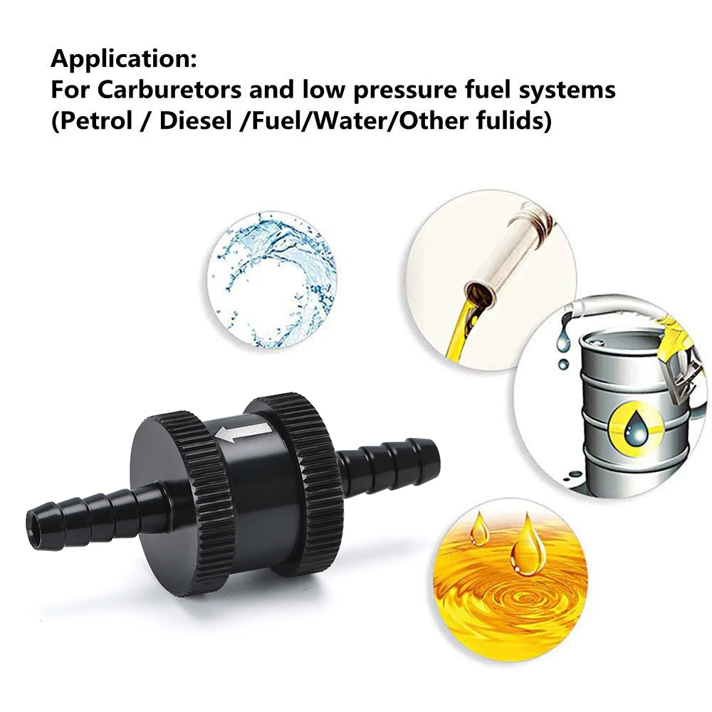6 Size 4MM / 6MM / 8MM / 10MM / 12MM / 16MM Non Return One Way Fuel Check Valve Aluminum Alloy Petrol Diesel PQY-FCV