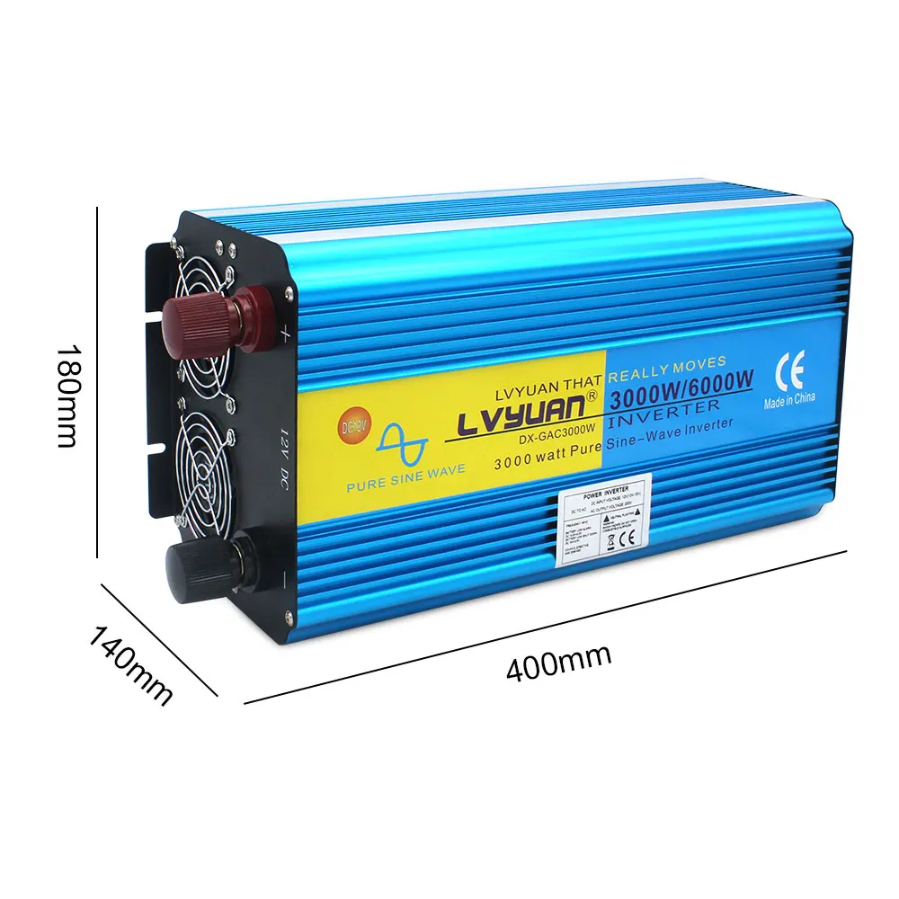 Pure Sine Wave Power Inverter Continuous power 3000W dc 12v/24v LED display suitable for ac 110V 220V 240V solar converter car