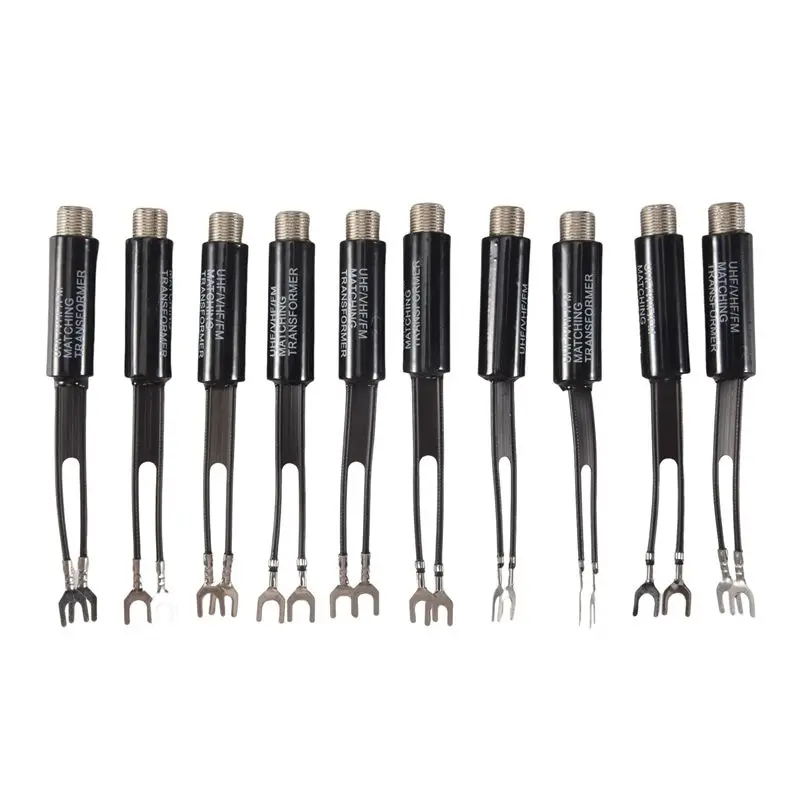 A84X-10 PCS UHF VHF FM 75-300 Ohm TV Antenna Adapter Matching Transformer Coaxial Cable