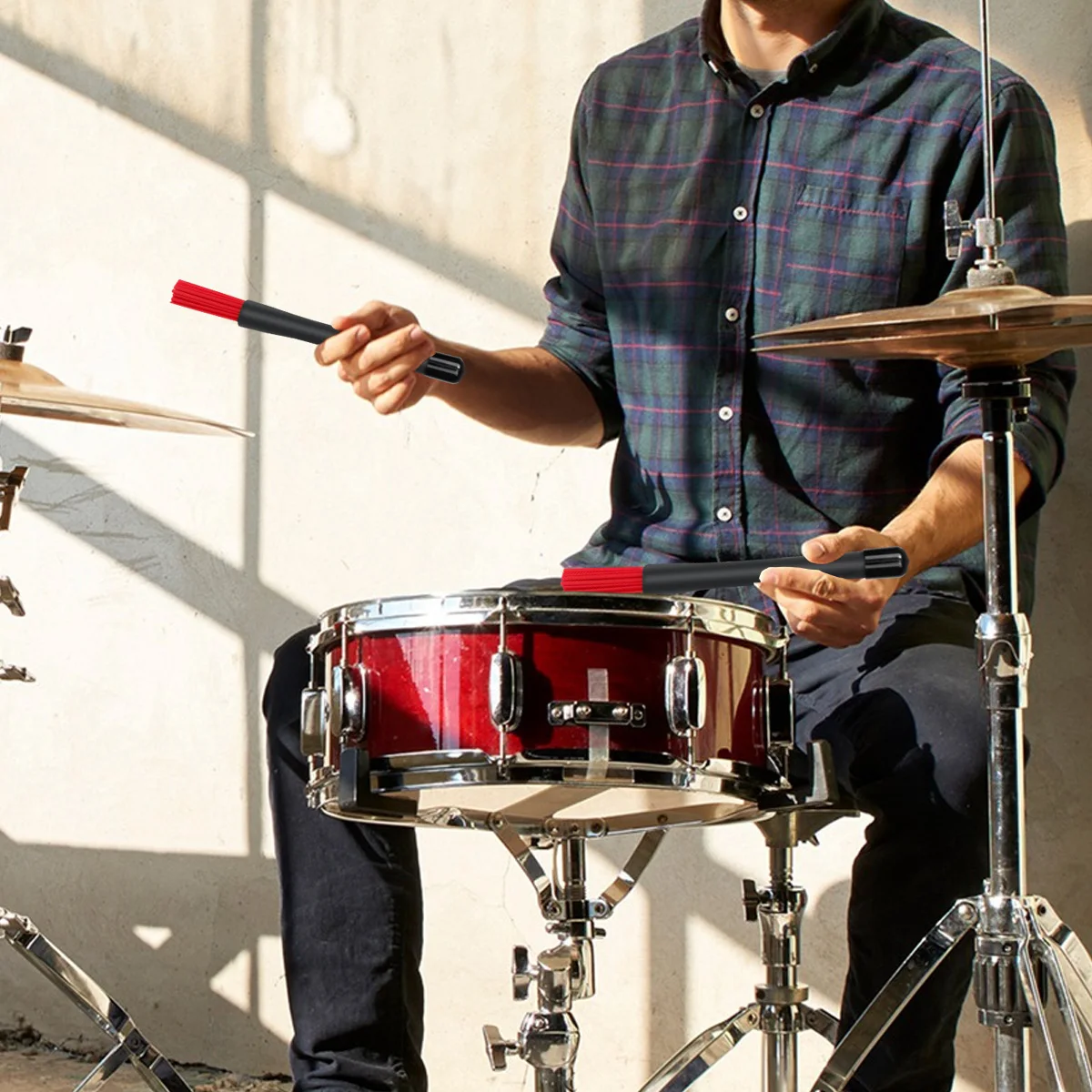 

Drum Kit Drums Red Sticks Drumstick Accessories Percussion Instrument Jass