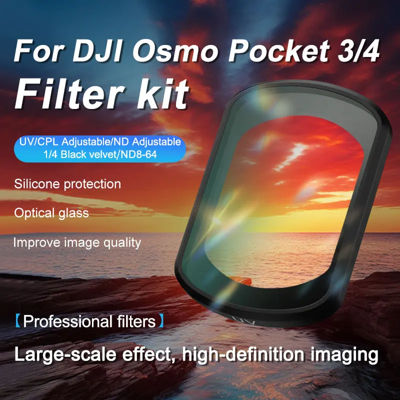

Lens Filter Set for DJI Pocket 4 Pocket 3 CPL ND16 ND32 ND64 ND256 Black Diffusion Lens Filter Action Camera Accessories
