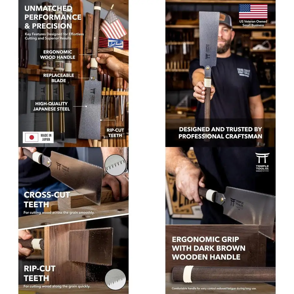 

Japanese Pull Saw - 9.5 Ryoba Hand Saw with Rip-cut and Crosscut - Wood Saw for Dovetails, Tenons, Joinery, Cutting Boards to Le