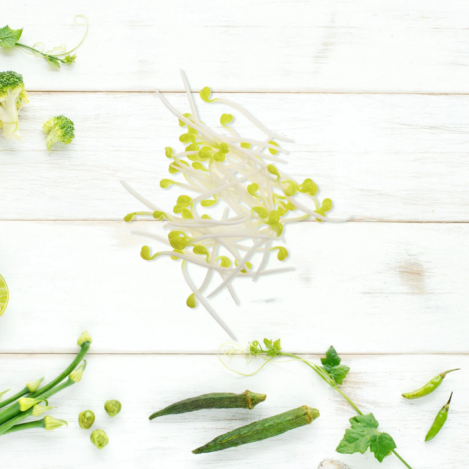 

50Pcs Decompression Bean Sprout Molds Realistic Lifelike Decorative Vegetable Prop Photoing Food Prop Decor Artificial Sprout