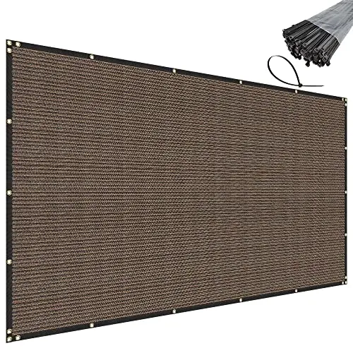 6' x 150' Brown Privacy Fence Screen Heavy Duty Windscreen Mesh Fencing Shade Fabric with Brass Grommets for Outdoor