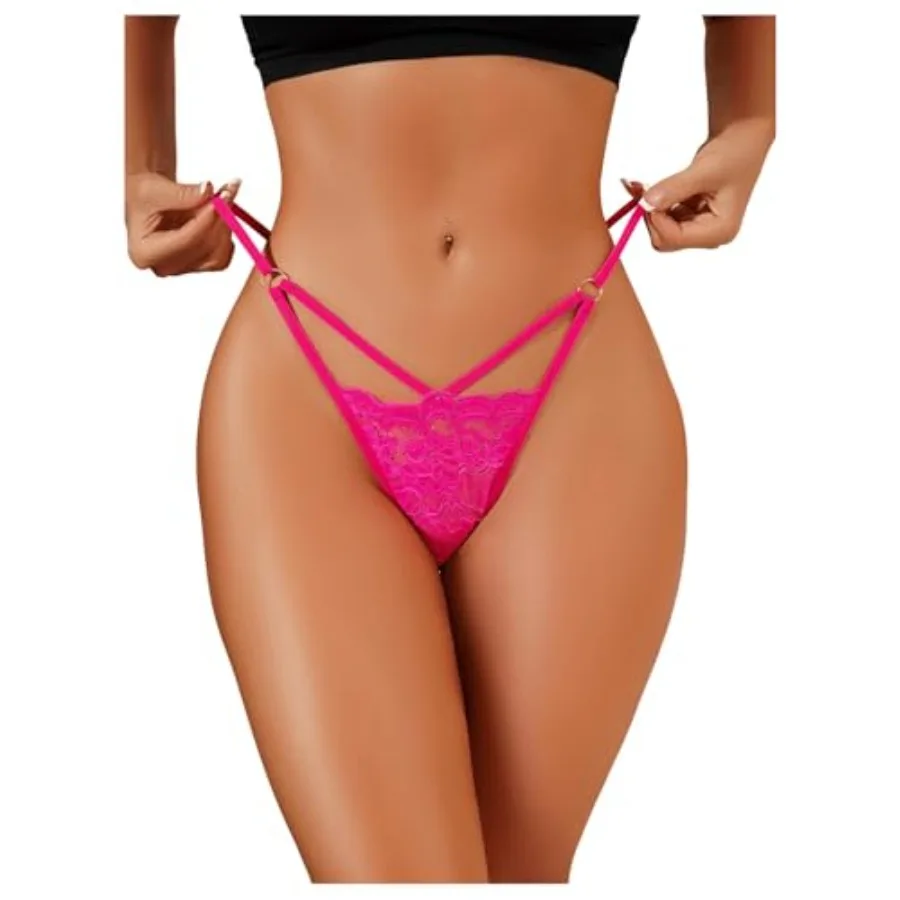 

Milumia Women's Sexy Floral Lace Underwear Panties Cut Out Low Rise G-String Thongs