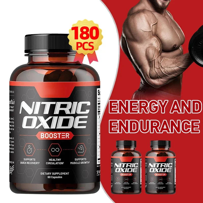 180PCS Nitric Oxide Supplement L-Arginine For energy, strength and endurance support during exercise Muscle Mass, Non-GMO