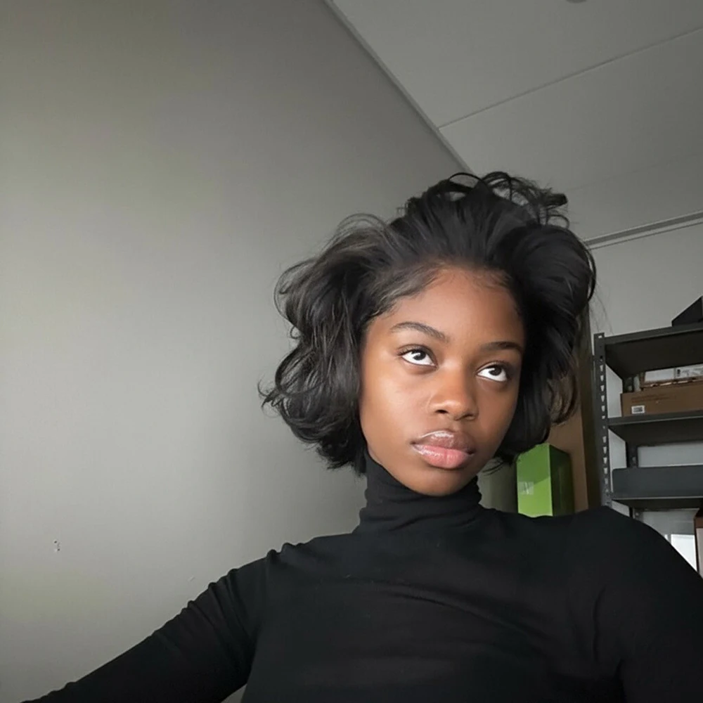 

Парик с стрижкой пикси Бразильские парики из человеческих волос Короткий вьющийся боб с предварительно выщипанной челкой для чернокожих женщин Полный машинный парик с волнистыми волосами