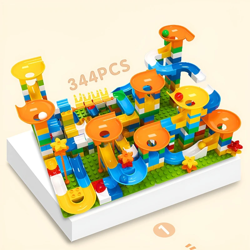 Big Size Marble Race Run Track Building Blocks 86-344pcs Funnel Slide Blocks DIY Assembly Bricks Toys For Children Gifts