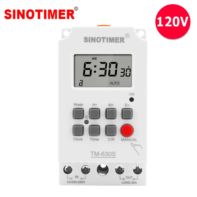 1 Second Interval Heavy Load 30A 110V 120V 7 Days Weekly Digital Electronic Lighting Timer with Power Direct Output