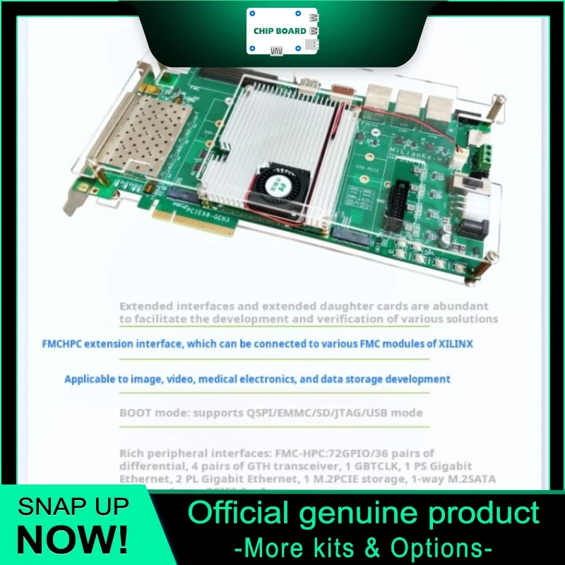 Milinker MLK-H2-CM03-7EG/EV FPGA Board Xilinx MPSoC ZU7EV/7EG platform with PCIe, SFP & FMC high-speed interfaces.