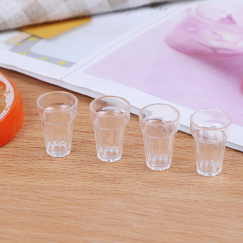 4Pcs/Lot Transparent Miniature Mini Cola Wine Beer Cup Dollhouse Craft Glass Model DIY Parts Home Decoration 13mm*19mm