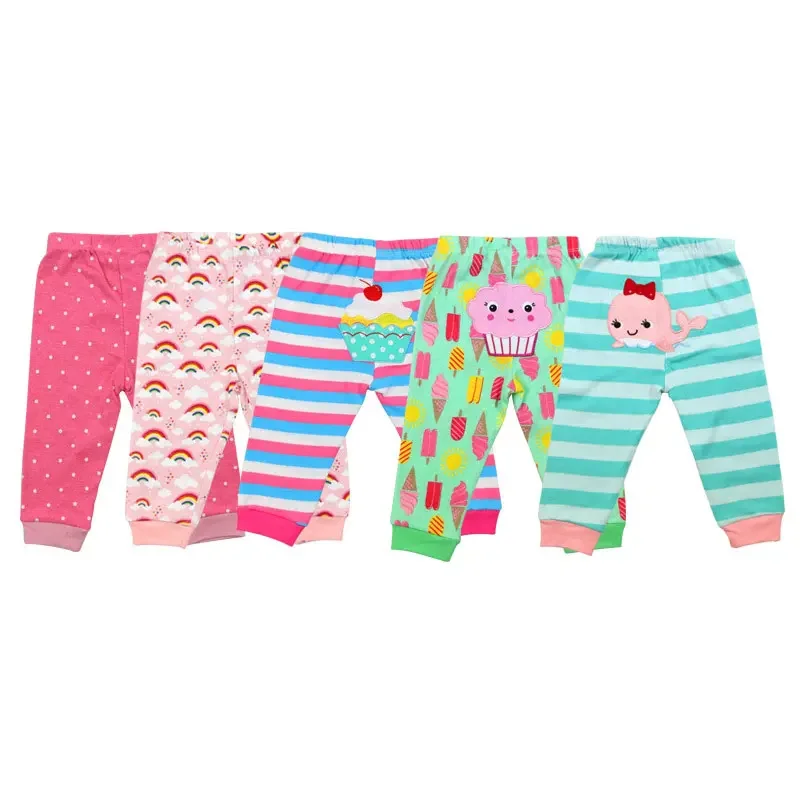 [5Pcs/lot Random Color]Cartoon Print Baby Pants Cotton Baby Leggings Spring Autumn Toddler Boy Pants Newborn Infant Clothing