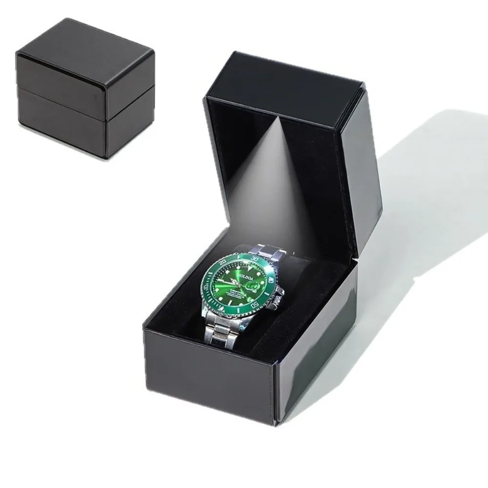 

Exquisite PU Leather Watch Box Flip-Top Lid with LED Light Wristwatch Display Case Bracelet Storage Watch Storage Case Watch