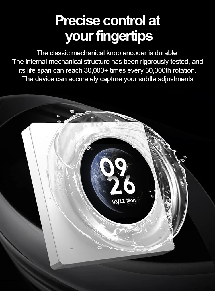 2025 スマートホームキット TPR01 1.6インチ スマートホーム Tuya Smart Lifeアプリ対応 回転ノブスクリーンコントロールパネル 内蔵スイッチ付き