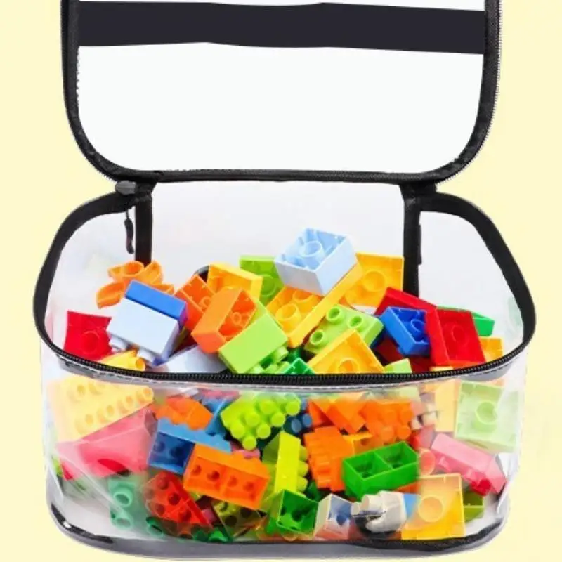 Transparent Mesh Zipper Toy Storage Bag Large Capacity Puzzle And Block Organizer For Toy And Building Block Storage