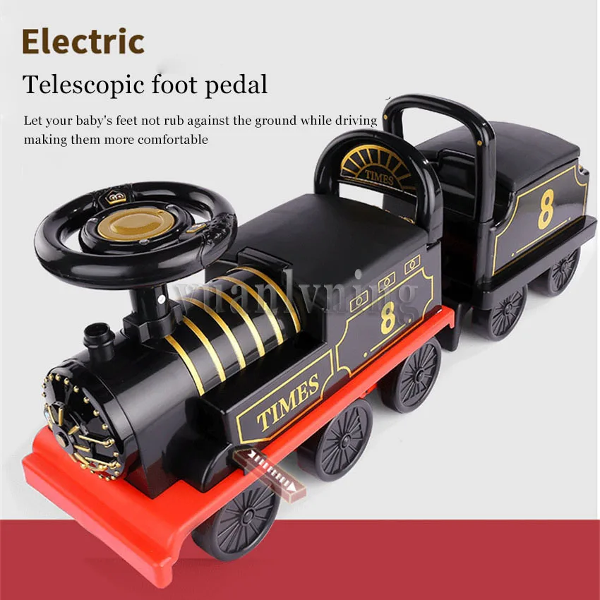 Trem elétrico para crianças, crianças equitação brinquedo com trilho de trem, modelo clássico, andador de bebê, carrinho, conjuntos de presente de Natal infantil