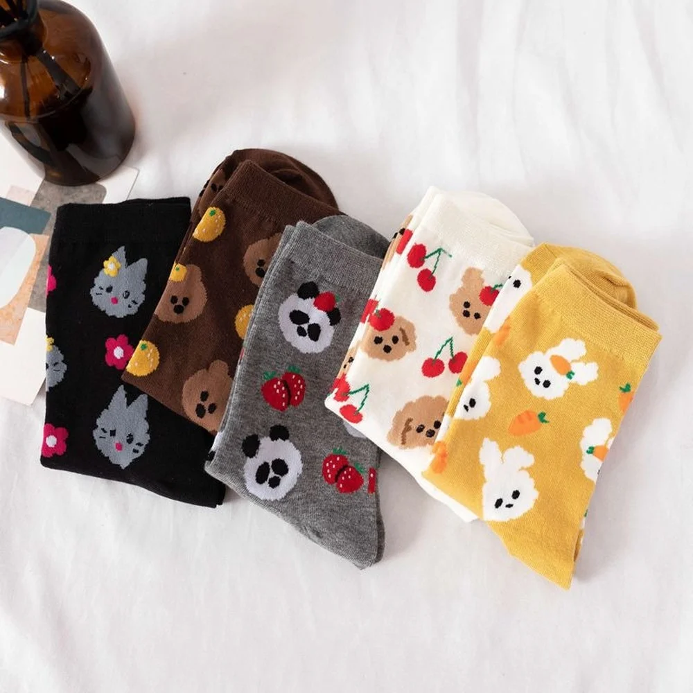 2022 Spring Summer New Cute Harajuku Animal Cotton Women Socks Japanese Cartoon Socks Women Sweet Girly Casual Socks