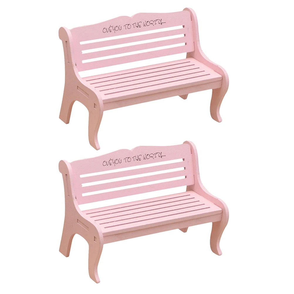 Accessoires de chaise rose, meubles miniatures, simulation de banc de bébé, accessoire de décoration pour enfant, 2 pièces