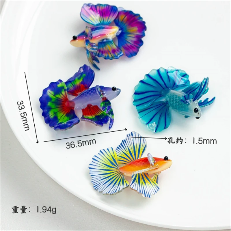 4Pcs/Lot New Creative Animal Fish Acrylic Beads Charm Connectors Diy Earrings Jewelry Making Accessories Ornament Material