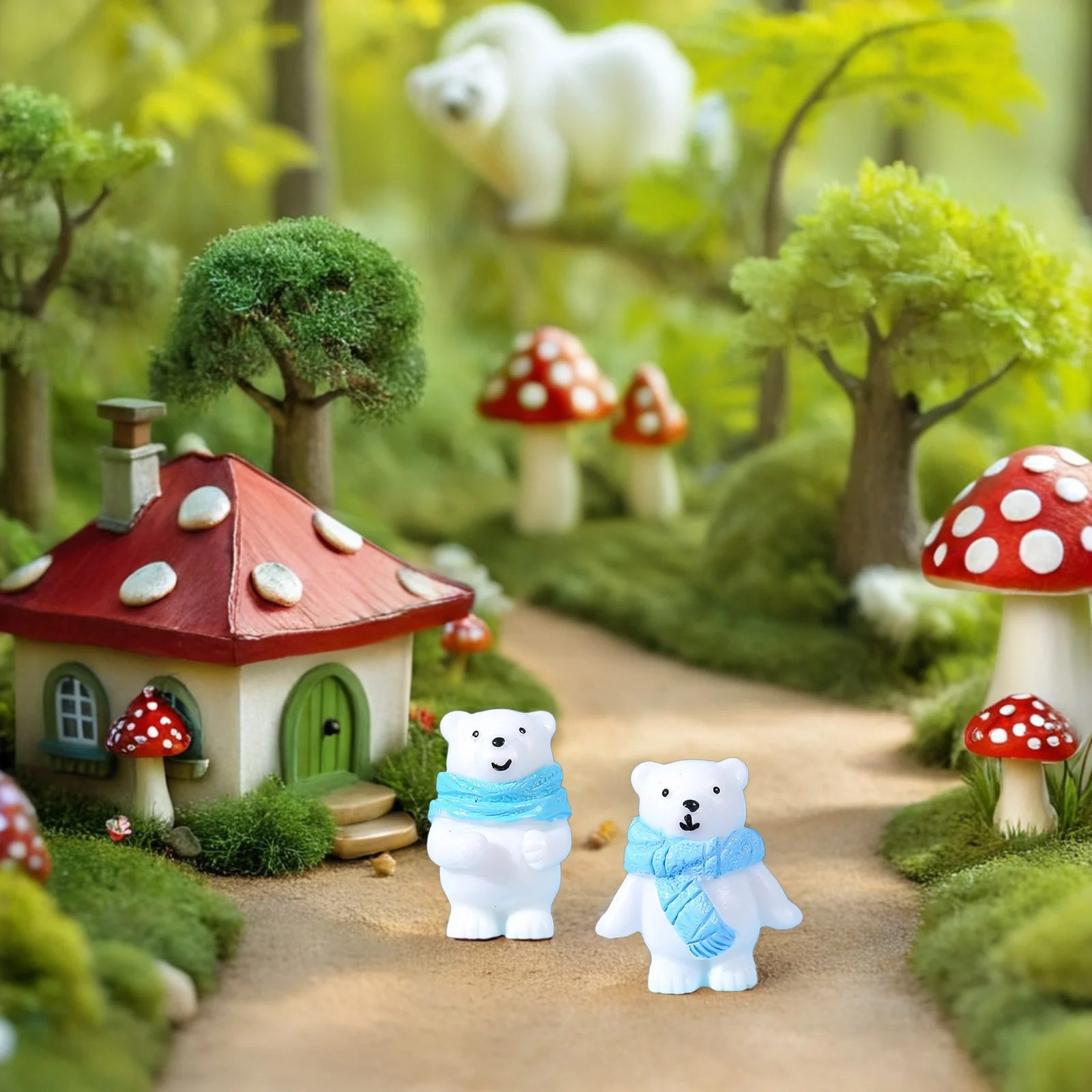 32개 미니 북극곰 피규어 레진 북극 동물 조각 데스크탑 대시보드 인형집 장식 소형 동물 피규어