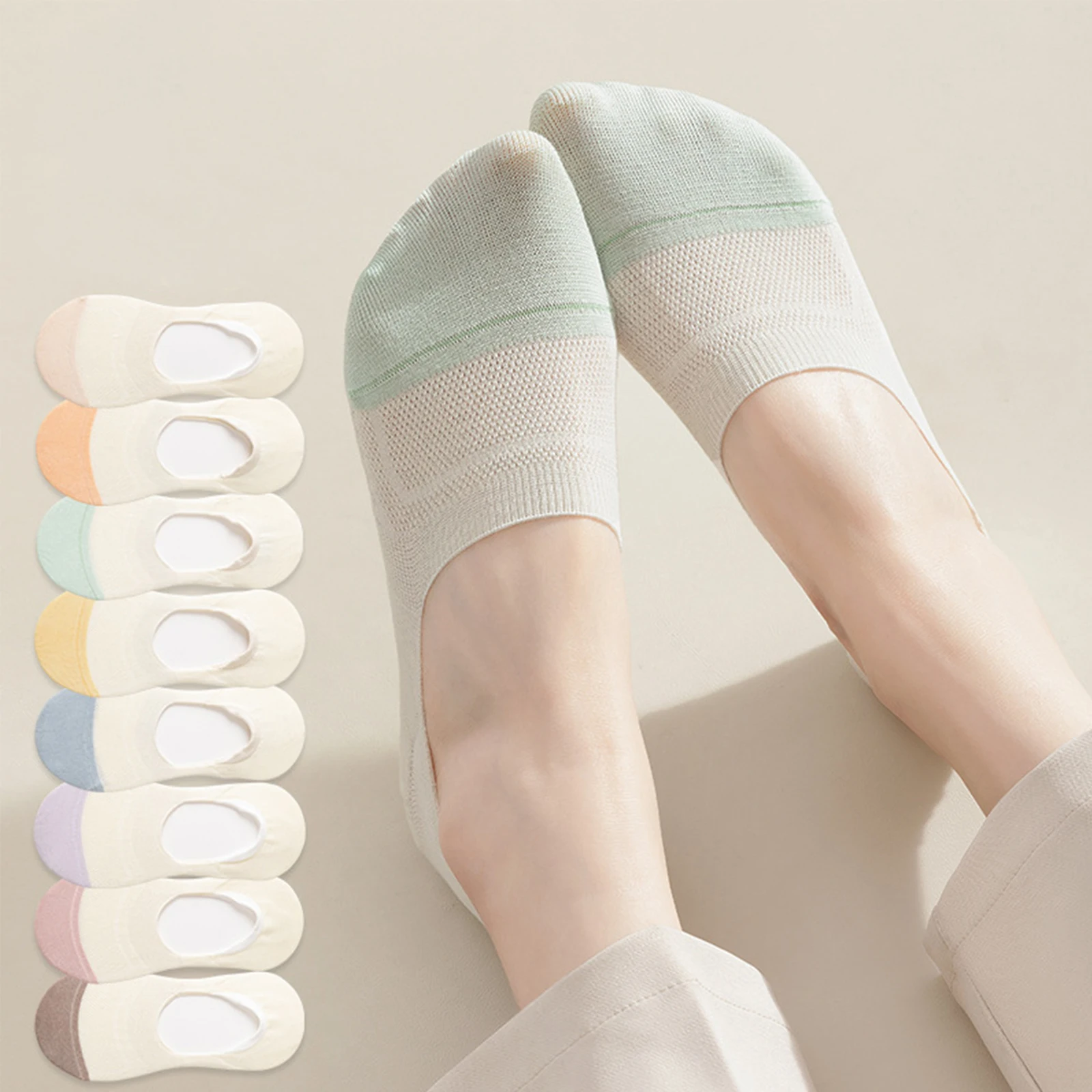 Women No Show Socks Anti Slip Summer Socks Breathable Boat Socks Moisture Wicking Casual Socks Thin Comfortable Multicolor Socks