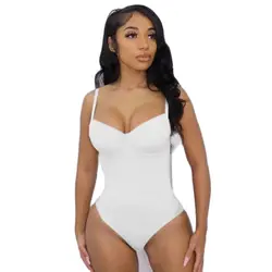 Beugel Witte Bodysuit Vrouwen Shapes Stretch Effen Kleur Zijdeachtig Ondergoed Shapewear