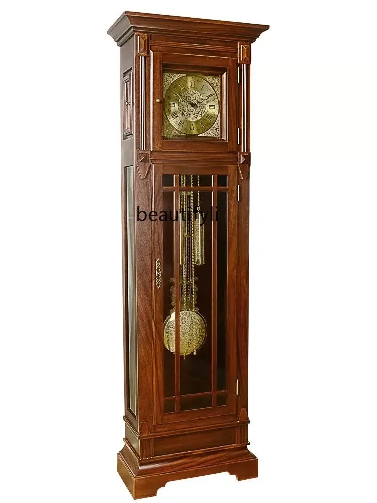 Living Room Simple Modern Floor Clock Solid Wood Chinese Retro Mechanical Floor Clock