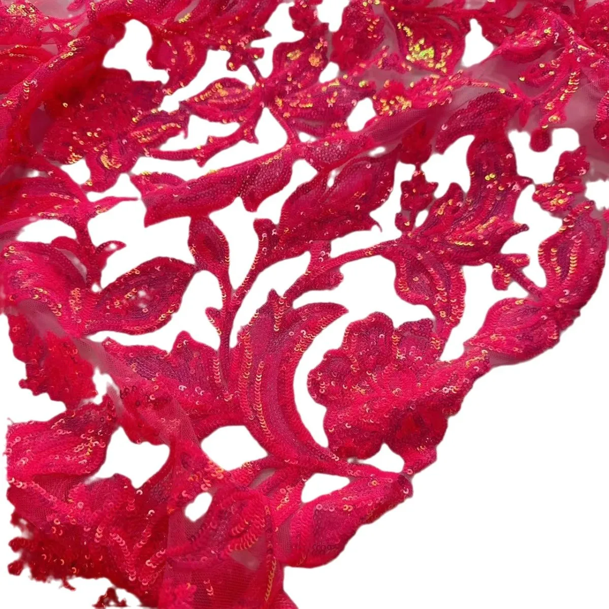 5 Yards Mesh Fluorescent Sequined Flower Embroidered Cloth Dress Skirt Wedding Fabric