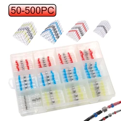 50-500Pcs Boxed Heat Shrink Butt Crimp Terminals Waterproof Solder Seal Electrical Connectors Wire Cable Splice Kit Automotive M