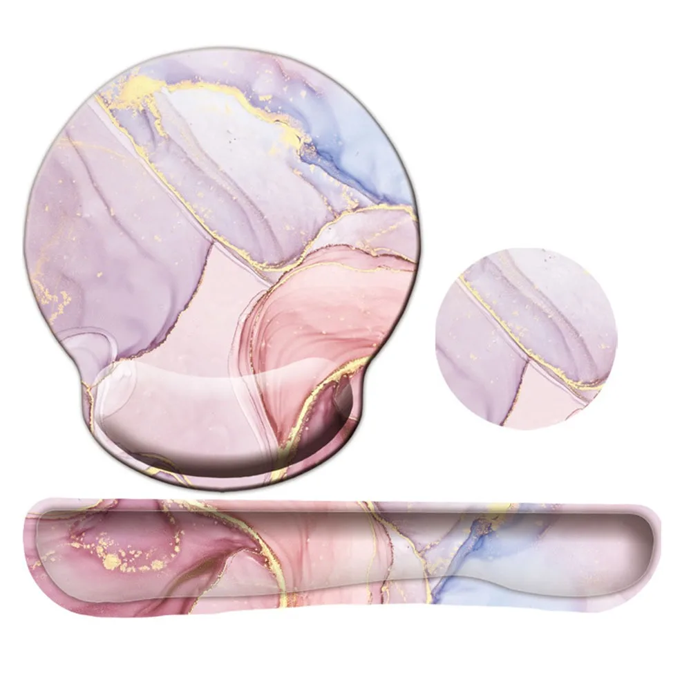 3Pcs/Set Comfortable Keyboard Wrist Rest Set Non-Slip Base Soft Wristband Mouse Mat Ergonomic with Wrist Rest