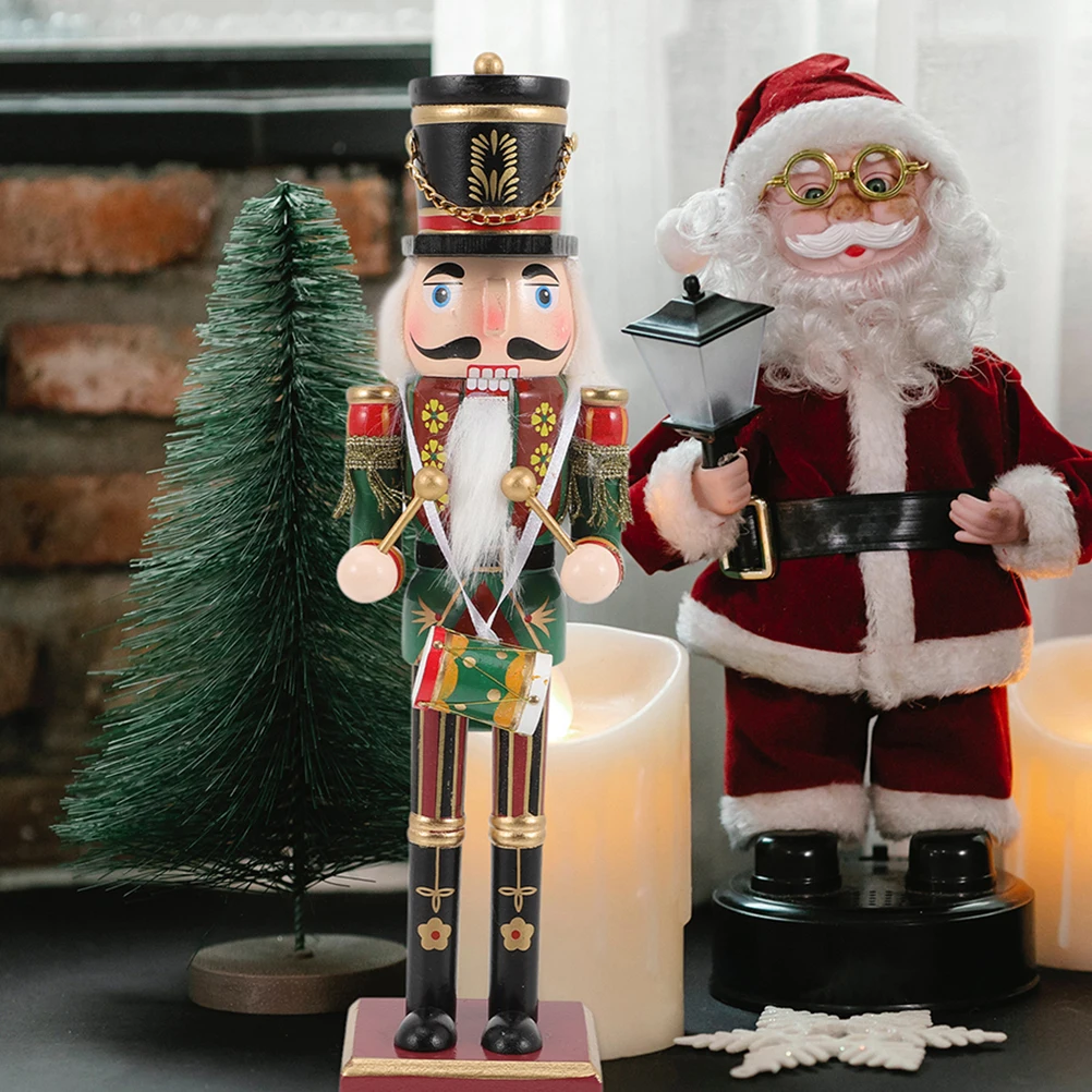 

2 Pcs Nutcracker Ornament Wood Nutcrackers Decor Traditional Ornamental Figure Pendants Desktop