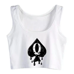 The wet Queen of Spades Tumbler Graphic Cotton Sexy Crop Top Hotwife Humor Fun Flirting Style Tank Top Swinger Naughty Camisole