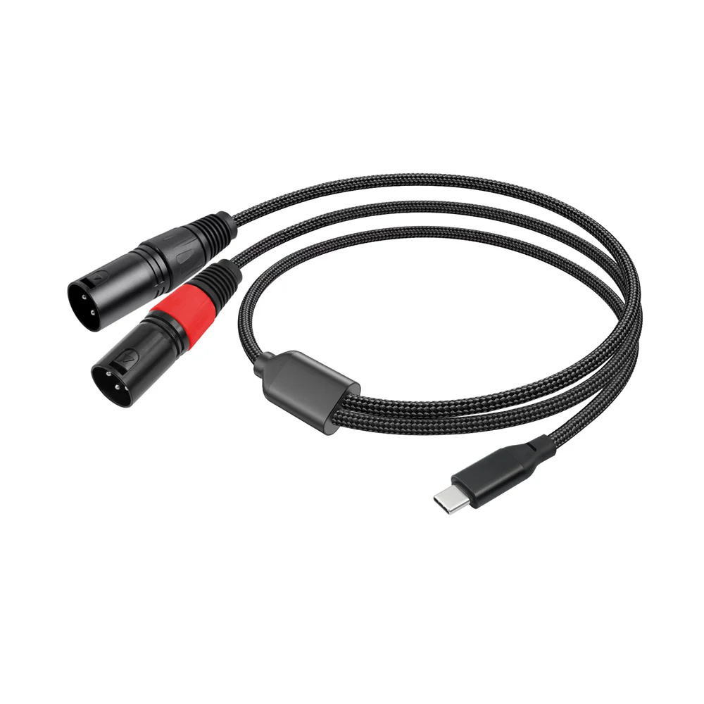 USB Type C Male to 2 XLR Male Amplifier Stereo Audio Cable 32Bit/384Khz for Smartphones Laptop