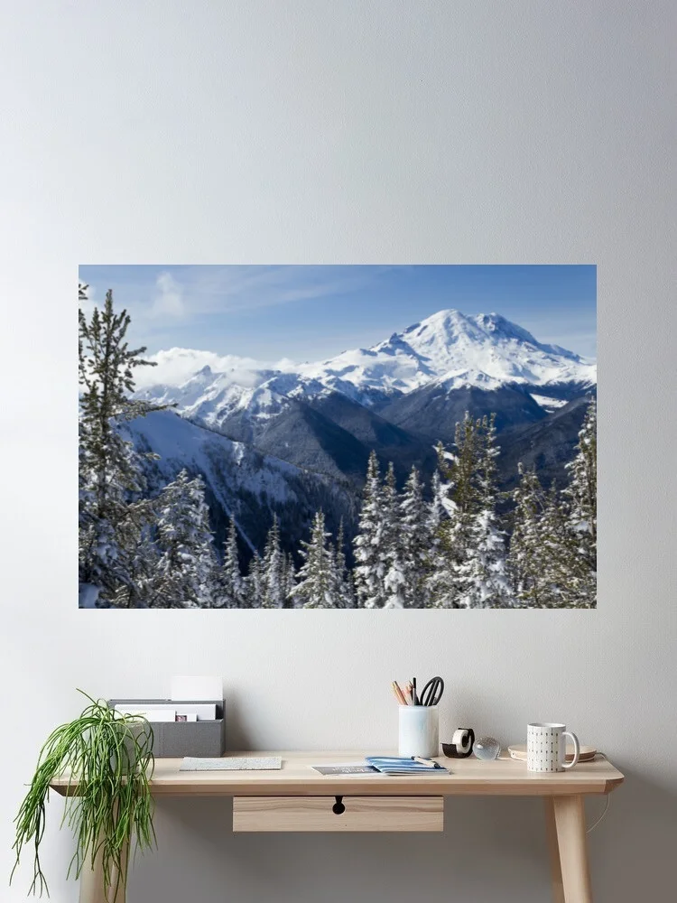 

Mount-Rainier-In-Winter-Wall-Mural Patterns Modern Pop Canvas POSTER ,Home Decor Wall art painting