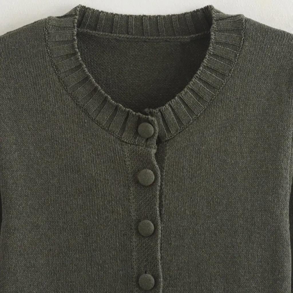 

Осенний новый европейско-американский стиль, модная простая вязаная куртка, женский открытый кардиган, оптовая поставка