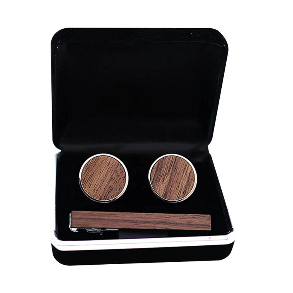 

Cuff Buttons Men Tie Clip Cufflinks Men's Shirts Fastener Business Pin Brown Walnut