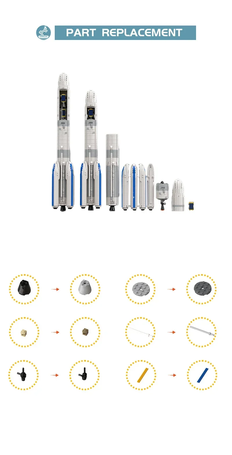 BuildMoc ESA 로켓 빌딩 블록 세트, Arianespace Arianeal 6 (1:110 토성 V 체중계), 우주 탐사 차량 벽돌 장난감 선물