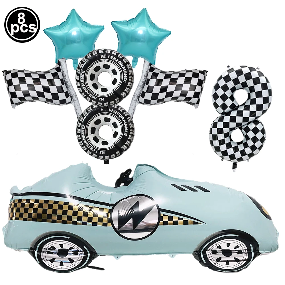 Große Cartoon Blau Racing Auto Nummer Digital Ballon Set Jungen Geburtstag Party Baby Dusche Rennwagen Party Decor Kinder Bevorzugung Geschenke – Detail 8