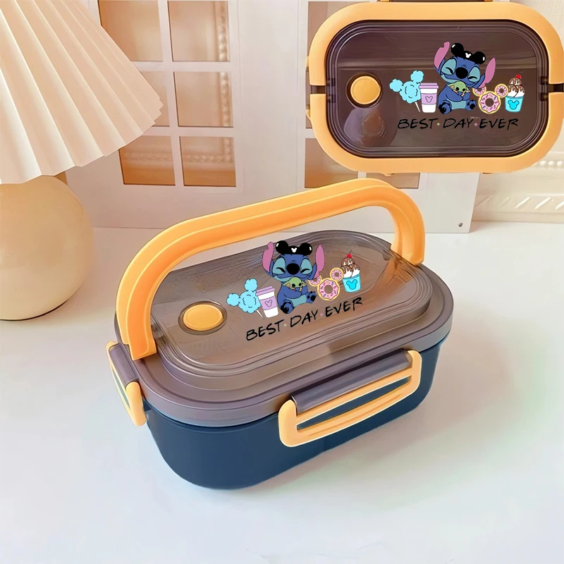 

Disney Lilo Stitch Lunch Box Boy Girls Portable Divided Toast Box Cute Food Storage Containers Anime Cartoon Bento Box Kids Gift