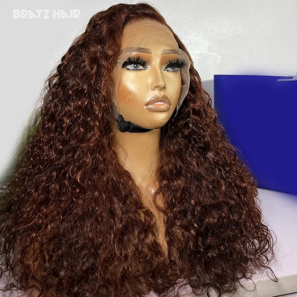 

Double Drawn Reddish Brown Jerry Curl Human Hair Wig 13x4 HD Lace Frontal Wig for Woman Pre Plucked Brown Curly 4x4 Closure Wig