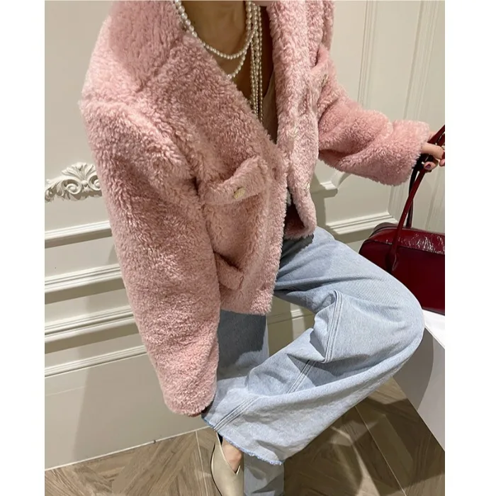 الكورية Sle ort لامب الفراء Jaet المرأة الحلو شيك الخريف الشتاء جديد Faion تنوعا لطيف العمر الدفاع عن النفس الصغيرة Fraance St...