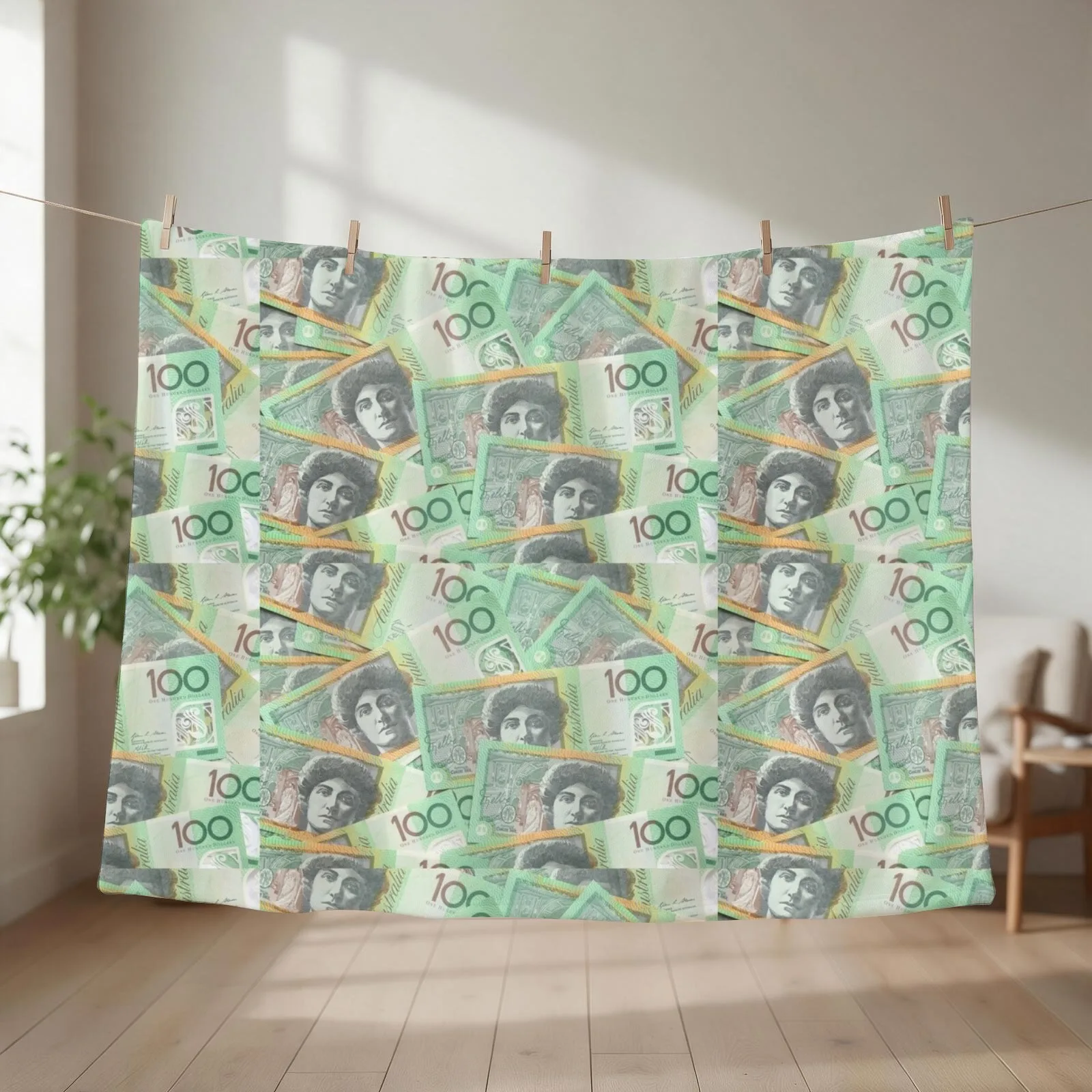 Australian 100 dollars Throw Blanket couch cozy soft plush fuzzy picnic outdoor blanket