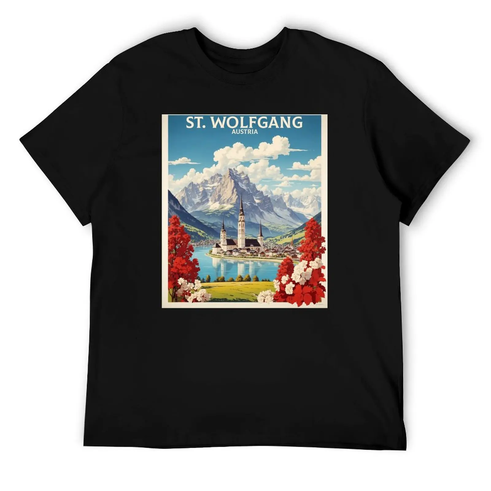 

Saint Wolfgang Austria Vintage Travel Tourism Poster T-Shirt t shirts for man graphic funny men t shirt cotton 100% T-Shirt