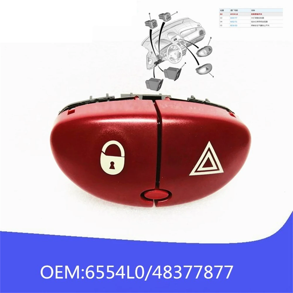 

Hazard Warning Flasher Switch for Peugeot 206 2A/C CC 2D SW 2E/K 6554.L0 96373859YE Hight Quality Dangerous Light Switch Button