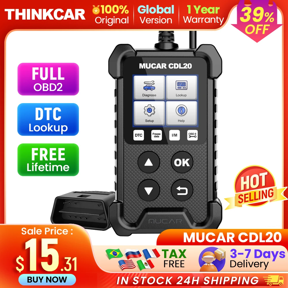 MUCAR CDL20 Obd2 Car Auto Diagnostic Tools Obd 2 Scanner Automotivo Code Reader Check Engine Full OBD 2 Functions Lifetime Free